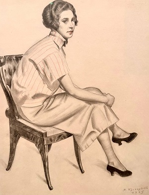 24-Портрет Евдокимовой. 1925. Бумага, графитный и цветные карандаши, ГРМ.JPG