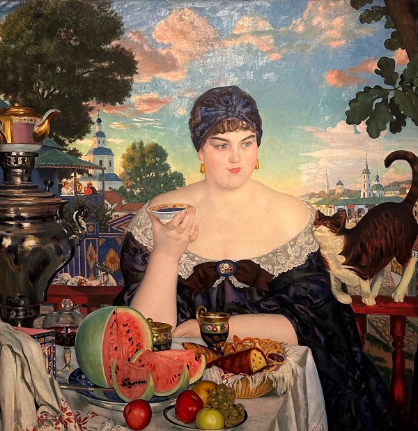 10-Купчиха за чаем. 1918 Холст, масло ГРМ.JPG