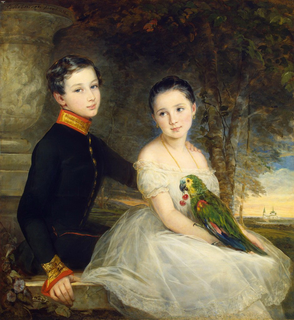 _Робертсон. Дети с попугаем. 1850. Санкт-Петербург. Эрмитаж.jpg