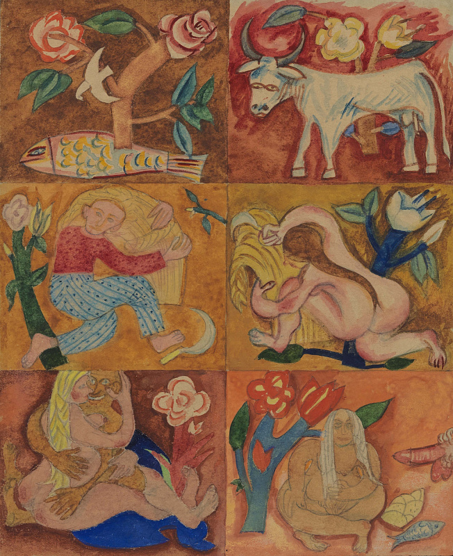 Борис Косарев. Трои ГАмлета. Две деревни. 1921. Акварель на бумаге.jpg