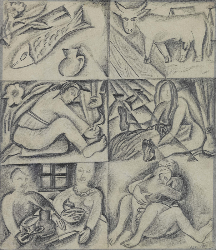 Борис Косарев. Деревенская Пастораль. 1927. Карандаш на бумаге.jpg