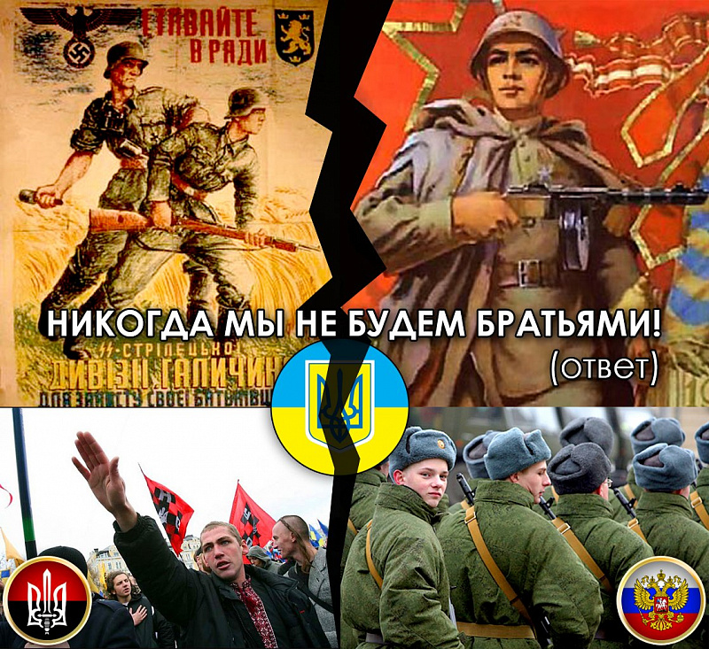 Русские и украинцы братья. Мы не братья. Украина нам не братья. Никогда мы не будем братьями.